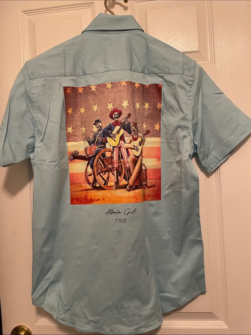 Grateful Dead Light Blue Short-Sleeve Button-Down Shirt with Graphic Back
